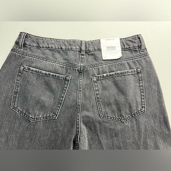 New Garage Denim Black Slouchy Baggy Jeans Size 32 Distressed - Picture 11 of 15